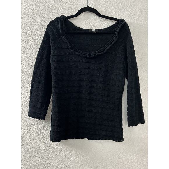 Saks‎ Fifth Avenue Womens M Cotton Blend Scoop Neck Pullover Sweater Goth Witchy - Picture 1 of 11